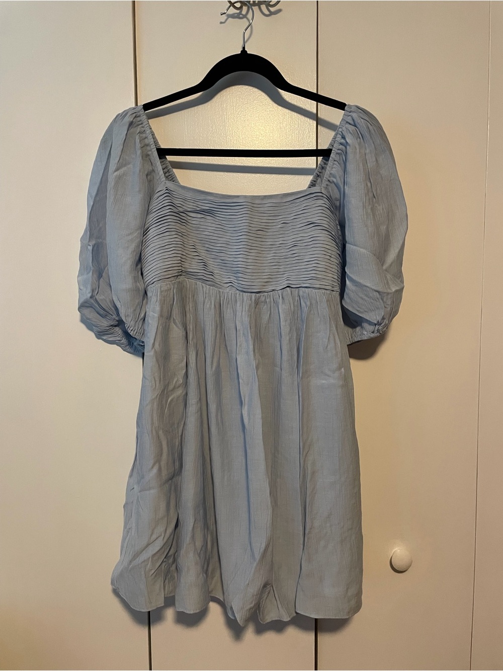 Abercrombie & Fitch Light Blue Puff Sleeve Mini Dress